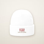 Hyde Park Chicago Embroidered Cuffed Beanie, Red Thread, front view