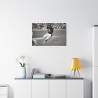 Walter Payton #34 Sweetness canvas wall art, medium size on a white wall above a sideboard