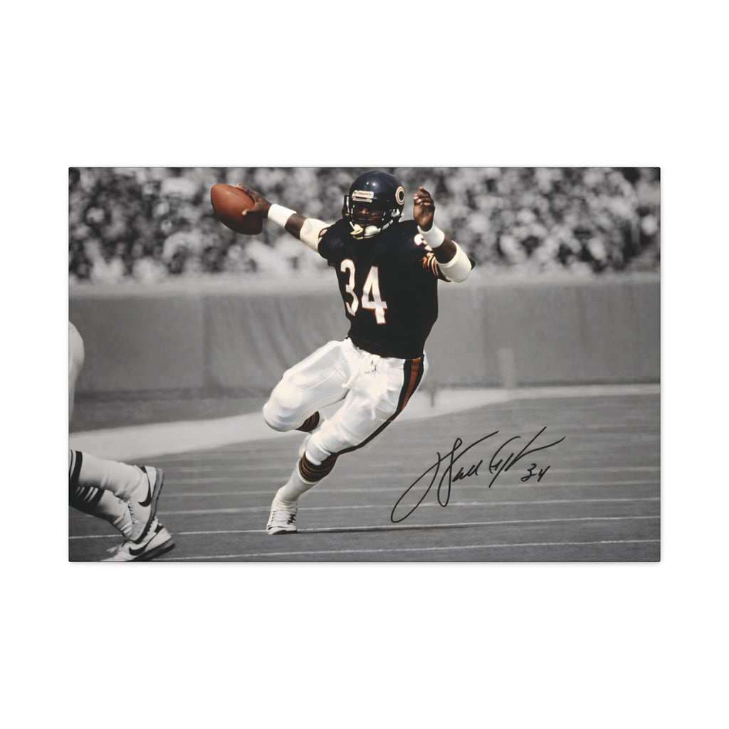 Walter Payton #34 Sweetness canvas wall art, front view