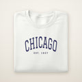 Chicago embroidered crewneck sweatshirt, White, navy embroidery
