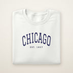 Chicago embroidered crewneck sweatshirt, White, navy embroidery