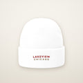 Lakeview Chicago Embroidered Cuffed Beanie, Red Thread, front view
