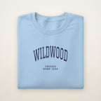 Wildwood Chicago Home 2026 Embroidered Crewneck — Navy Thread on Light Blue