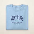 West Ridge Chicago Home 2026 Embroidered Crewneck — Navy Thread on Light Blue