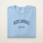 North Lawndale Chicago Home 2026 Embroidered Crewneck — Navy Thread on Light Blue