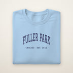 Fuller Park Chicago Embroidered Crewneck — Navy Thread on Light Blue