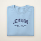Lincoln Square Chicago Home 2026 Embroidered Crewneck — Navy Thread on Light Blue