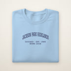 Jackson Park Highlands Chicago Home 2026 Embroidered Crewneck — Navy Thread on Light Blue