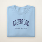 Edgebrook Chicago Embroidered Crewneck — Navy Thread on Light Blue