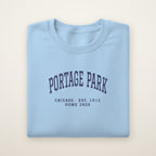 Portage Park Chicago Home 2026 Embroidered Crewneck — Navy Thread on Light Blue