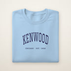 Kenwood Chicago Embroidered Crewneck — Navy Thread on Light Blue
