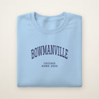 Bowmanville Chicago Home 2026 Embroidered Crewneck — Navy Thread on Light Blue