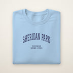 Sheridan Park Chicago Home 2026 Embroidered Crewneck — Navy Thread on Light Blue