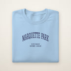 Marquette Park Chicago Home 2026 Embroidered Crewneck — Navy Thread on Light Blue