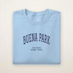 Buena Park Chicago Home 2026 Embroidered Crewneck — Navy Thread on Light Blue