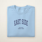 East Side Chicago Home 2026 Embroidered Crewneck — Navy Thread on Light Blue