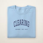 Clearing Chicago Embroidered Crewneck — Navy Thread on Light Blue