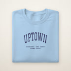Uptown Chicago Home 2026 Embroidered Crewneck — Navy Thread on Light Blue