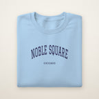 Noble Square Chicago Embroidered Crewneck — Navy Thread on Light Blue