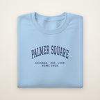 Palmer Square Chicago Home 2026 Embroidered Crewneck — Navy Thread on Light Blue