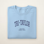 Tri-Taylor Chicago Home 2026 Embroidered Crewneck — Navy Thread on Light Blue