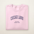 Chicago Lawn Chicago Home 2026 Embroidered Crewneck — Navy Thread on Light Pink