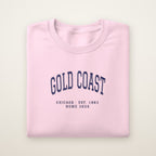 Gold Coast Chicago Home 2026 Embroidered Crewneck — Navy Thread on Light Pink