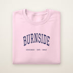 Burnside Chicago Embroidered Crewneck — Navy Thread on Light Pink