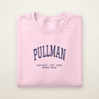 Pullman Chicago Home 2026 Embroidered Crewneck — Navy Thread on Light Pink