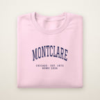 Montclare Chicago Home 2026 Embroidered Crewneck — Navy Thread on Light Pink