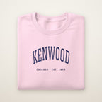 Kenwood Chicago Embroidered Crewneck — Navy Thread on Light Pink