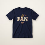 Lil Fan Toddler Tee in Navy, flat lay on ivory