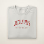 Lincoln Park Chicago embroidered crewneck sweatshirt, Ash, red embroidery