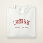 Lincoln Park Chicago embroidered crewneck sweatshirt, White, red embroidery