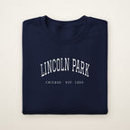 Lincoln Park Chicago embroidered crewneck sweatshirt, Navy, white embroidery