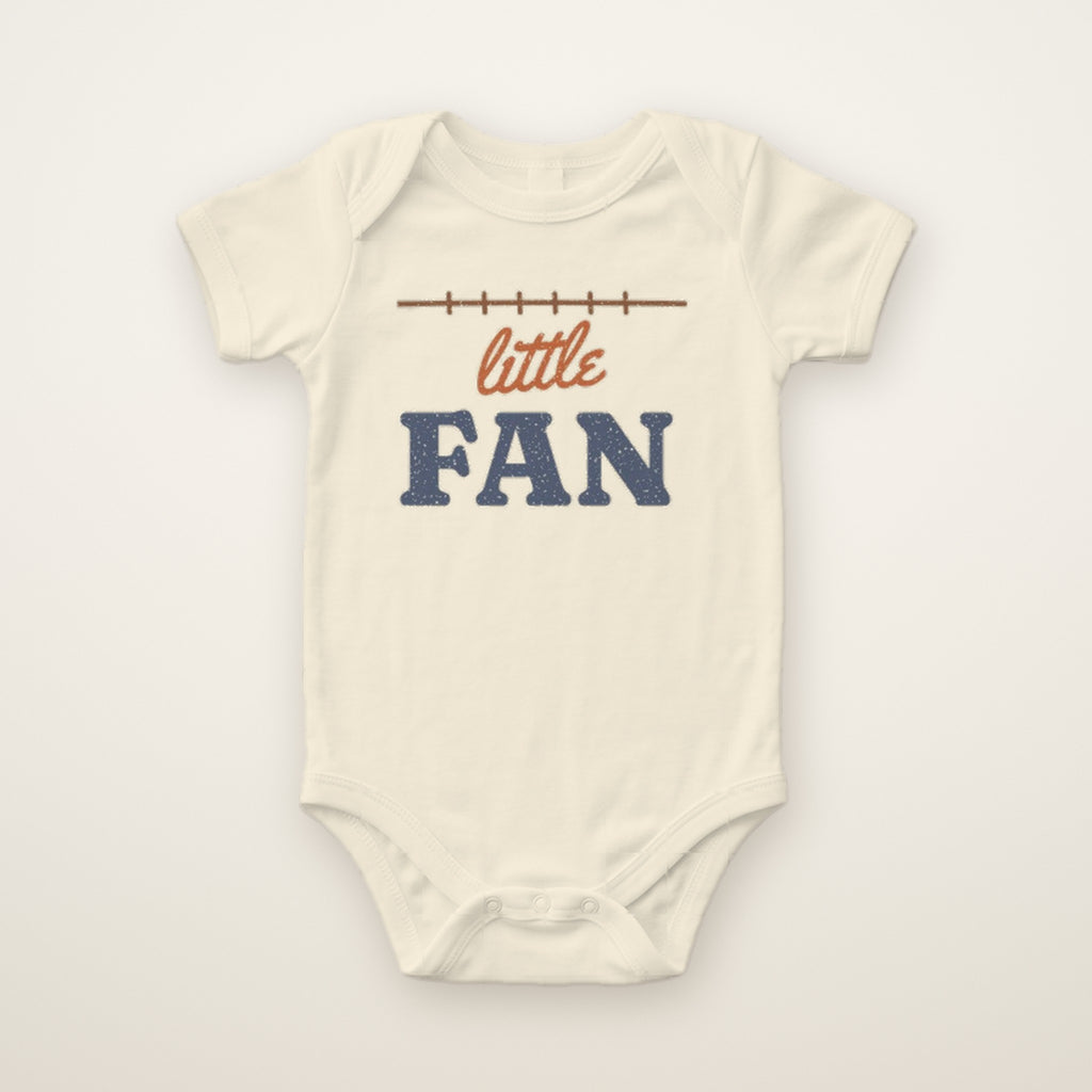 Little Fan Bodysuit in Natural, flat lay on ivory