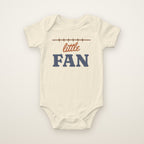 Little Fan Bodysuit in Natural, flat lay on ivory