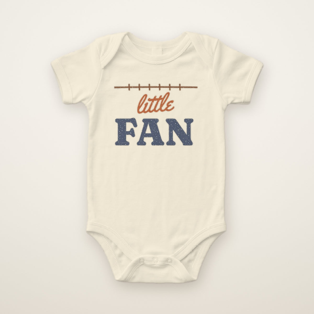 Little Fan Bodysuit in Natural, flat lay on ivory