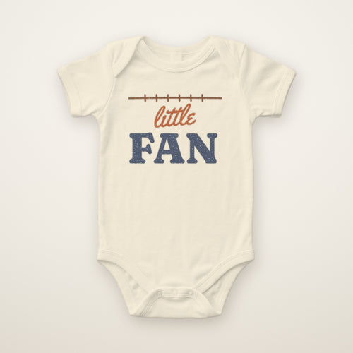Little Fan Bodysuit in Natural, flat lay on ivory
