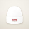 Logan Square Chicago Embroidered Cuffed Beanie, Red Thread, front view