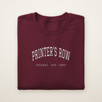 Printer's Row Chicago Embroidered Crewneck — White Thread on Maroon