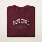 Logan Square Chicago Home 2026 Embroidered Crewneck — White Thread on Maroon