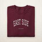 East Side Chicago Embroidered Crewneck — White Thread on Maroon