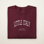 Little Italy Chicago Home 2026 Embroidered Crewneck — White Thread on Maroon