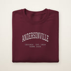 Andersonville Chicago Home 2026 Embroidered Crewneck — White Thread on Maroon