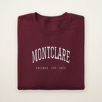 Montclare Chicago Embroidered Crewneck — White Thread on Maroon