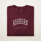 Ashburn Chicago Embroidered Crewneck — White Thread on Maroon