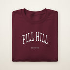 Pill Hill Chicago Embroidered Crewneck — White Thread on Maroon