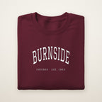 Burnside Chicago Embroidered Crewneck — White Thread on Maroon