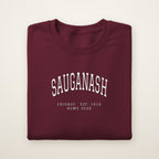 Sauganash Chicago Home 2026 Embroidered Crewneck — White Thread on Maroon